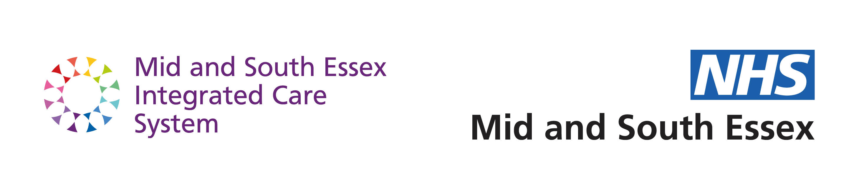 Logos of Mid and South Essex Integrated Care system and NHS Mid and South Essex