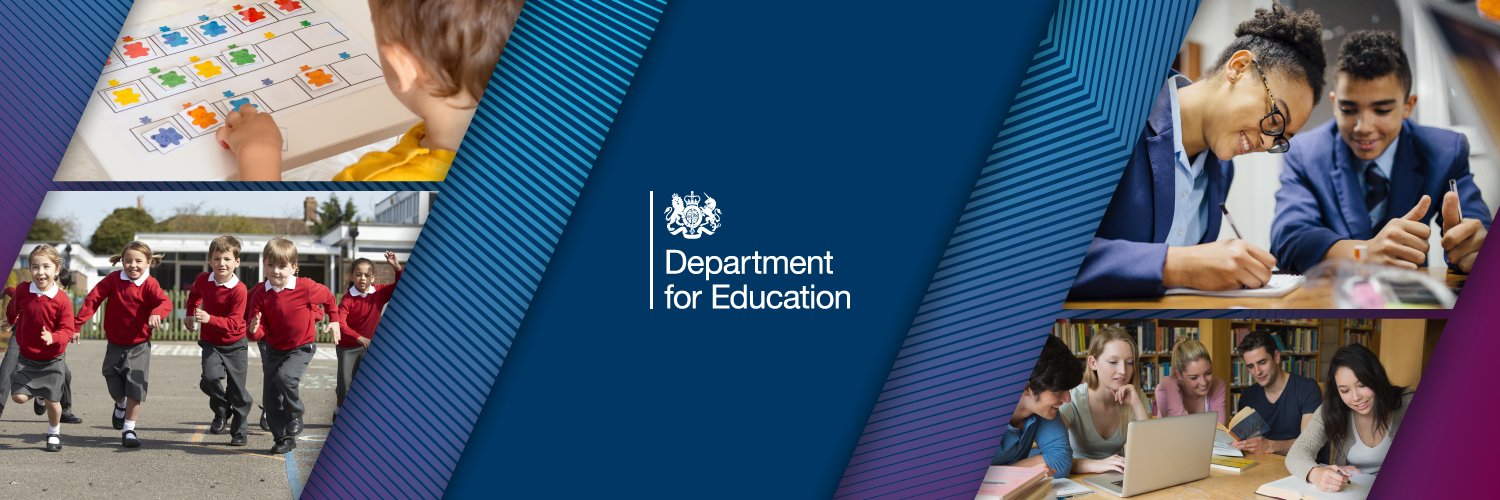 Department for Education logo and decorative images